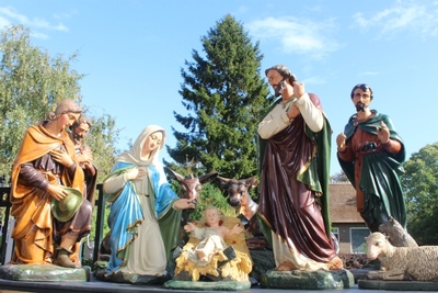 Nativity-Set En Plaster Polychrome, Signed By Glv = Gerard Linssen Venlo – The Netherlands  1890 en plaster polychrome, Dutch 19th century ( anno 1890)