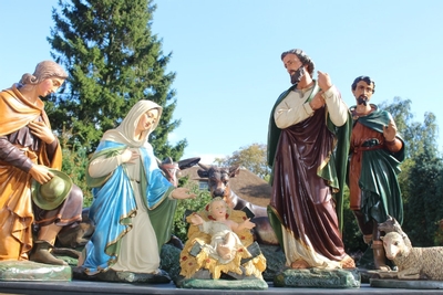 Nativity-Set En Plaster Polychrome, Signed By Glv = Gerard Linssen Venlo – The Netherlands  1890 en plaster polychrome, Dutch 19th century ( anno 1890)