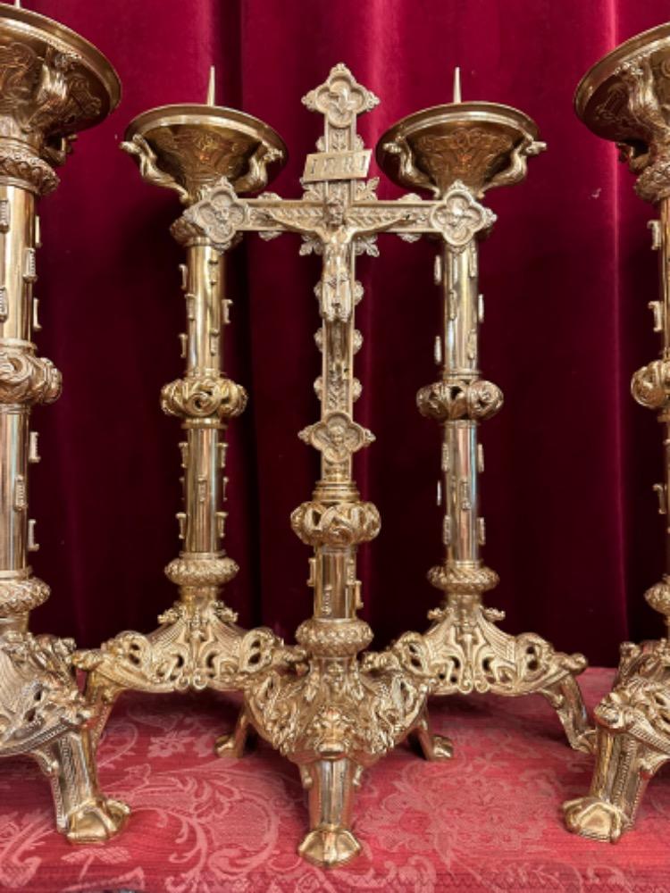 9 Romanesque - Style Altar - Set Measures Candle Sticks Without Pin