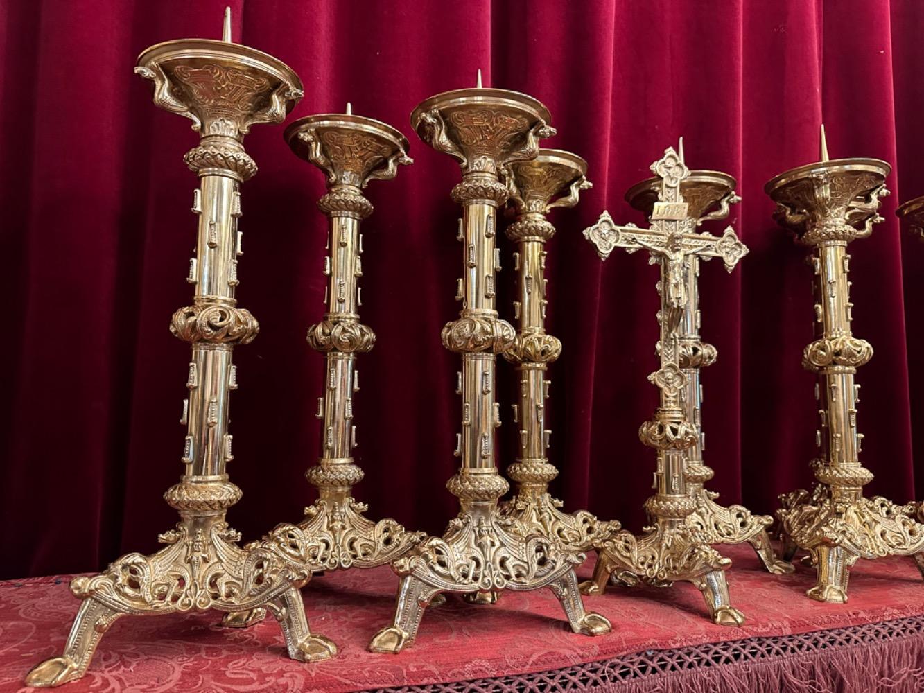9 Romanesque - Style Altar - Set Measures Candle Sticks Without Pin