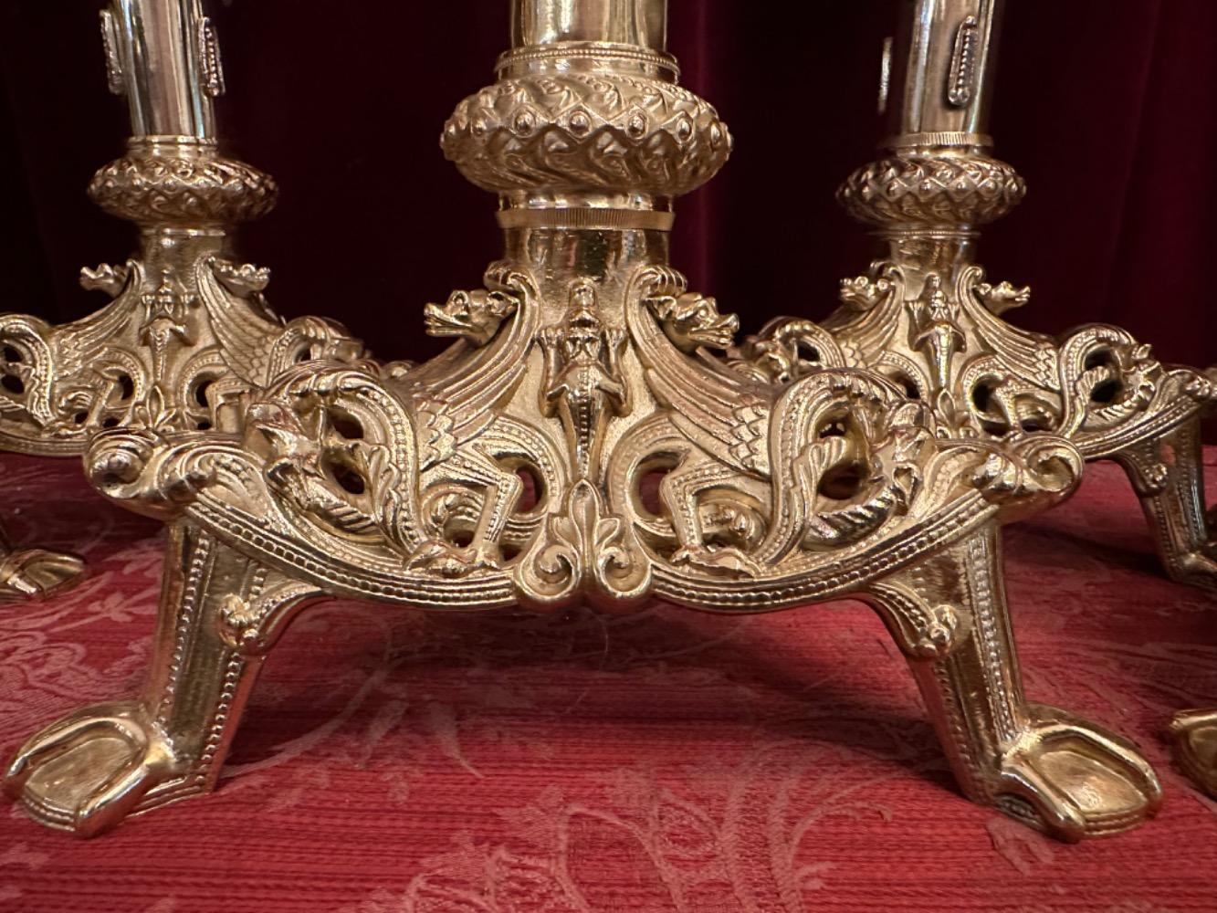 9 Romanesque - Style Altar - Set Measures Candle Sticks Without Pin