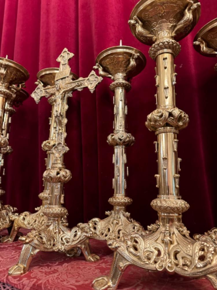 9 Romanesque - Style Altar - Set Measures Candle Sticks Without Pin
