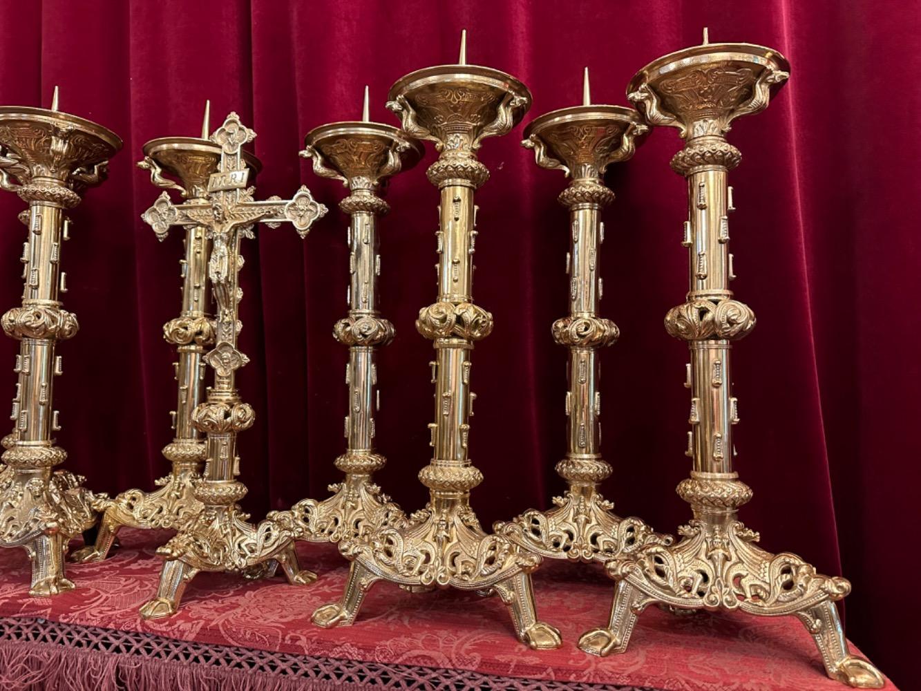 9 Romanesque - Style Altar - Set Measures Candle Sticks Without Pin