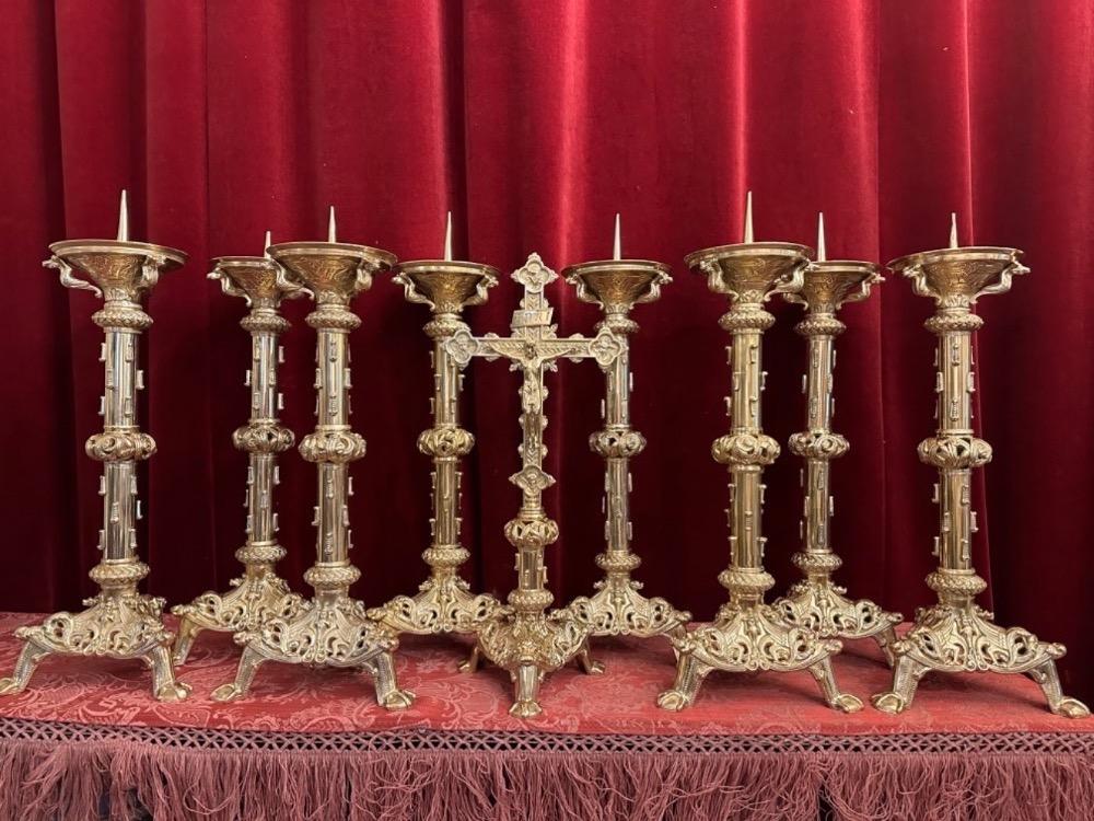 9 Romanesque - Style Altar - Set Measures Candle Sticks Without Pin