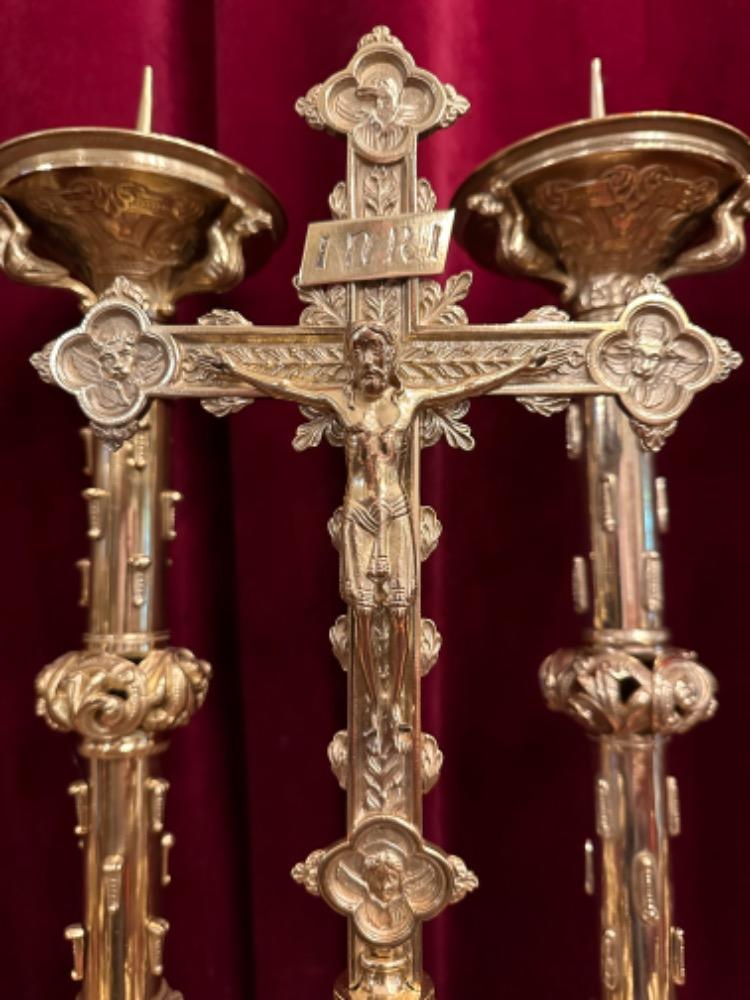 9 Romanesque - Style Altar - Set Measures Candle Sticks Without Pin