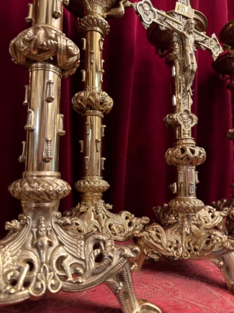 9 Romanesque - Style Altar - Set Measures Candle Sticks Without Pin