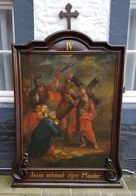 Monumental And Extreme High Quality Fully Hand-Painted Complete Series Of 14 Stations Of The Cross, In Excellent Condition (Restored In 1980).  style Baroque THE NETHERLANDS EARLY 18TH CENTURY (ABOUT 1740).