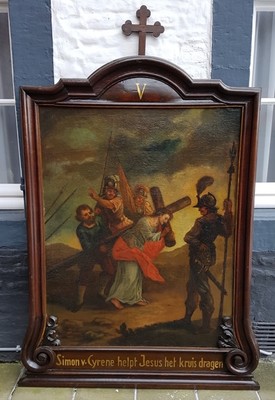 Monumental And Extreme High Quality Fully Hand-Painted Complete Series Of 14 Stations Of The Cross, In Excellent Condition (Restored In 1980).  style Baroque THE NETHERLANDS EARLY 18TH CENTURY (ABOUT 1740).