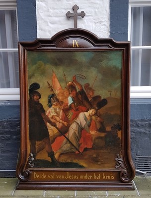 Monumental And Extreme High Quality Fully Hand-Painted Complete Series Of 14 Stations Of The Cross, In Excellent Condition (Restored In 1980).  style Baroque THE NETHERLANDS EARLY 18TH CENTURY (ABOUT 1740).