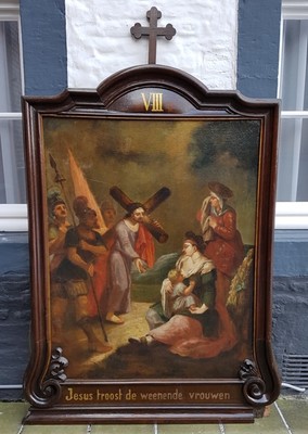 Monumental And Extreme High Quality Fully Hand-Painted Complete Series Of 14 Stations Of The Cross , In Excellent Condition (Restored In 1980).  style Baroque THE NETHERLANDS EARLY 18TH CENTURY (ABOUT 1740).