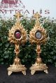 Pair Of  Relic - Holders style Baroque en HAND - CARVED WOOD / GILT, Belgium ANNO ABOUT  1785