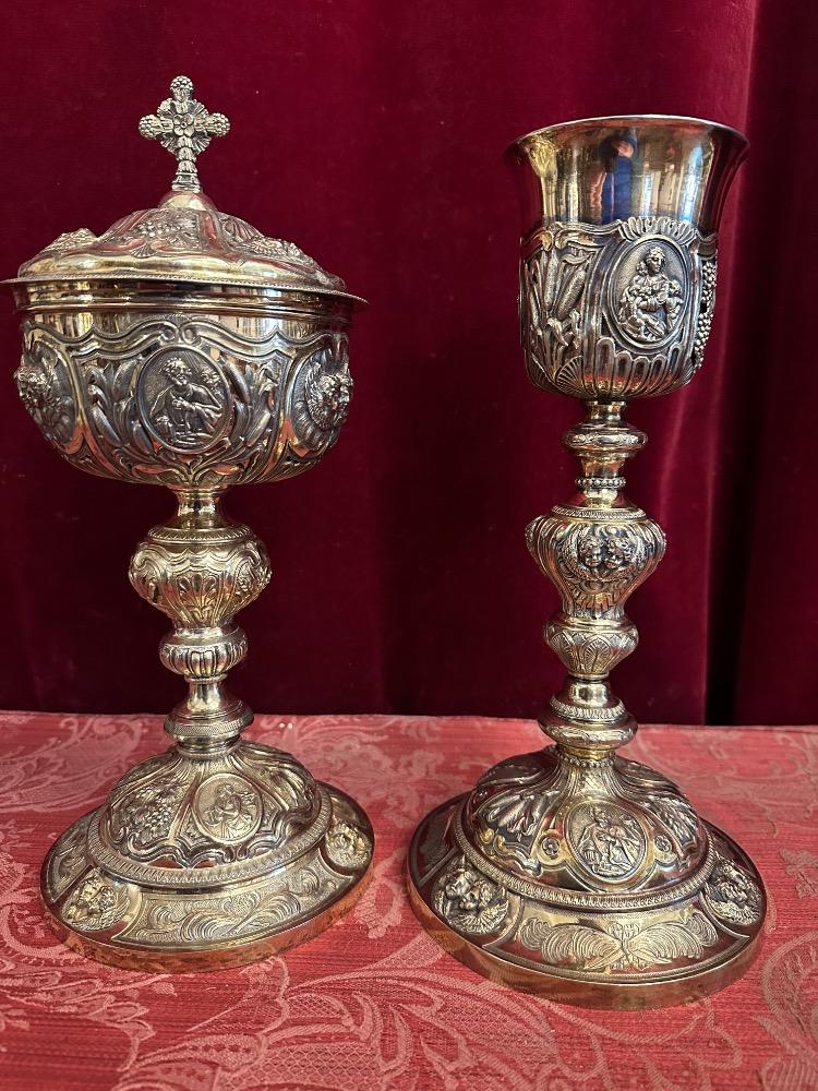 Baroque - Style Matching Pair Of Baroque Chalice And Ciborium.