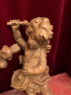 Three Music-Angels  Carved Wood 35 Cm Italy 20th Century style Baroque en Carved - Wood, Italy 20th century