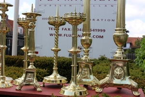 Candle Sticks Single Pieces en Brass / Bronze, 19th century