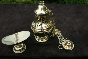 Censer With Boat en Brass , Belgium 19th century