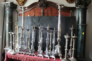 Candle Sticks en Brass / Plated, Belgium / France 19th century