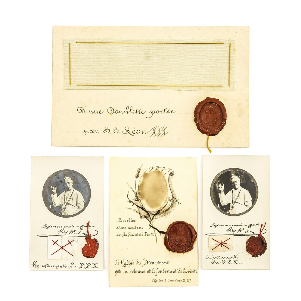 Collection  Cards With Seals From Pope Pius X And Pope Leon Xiii