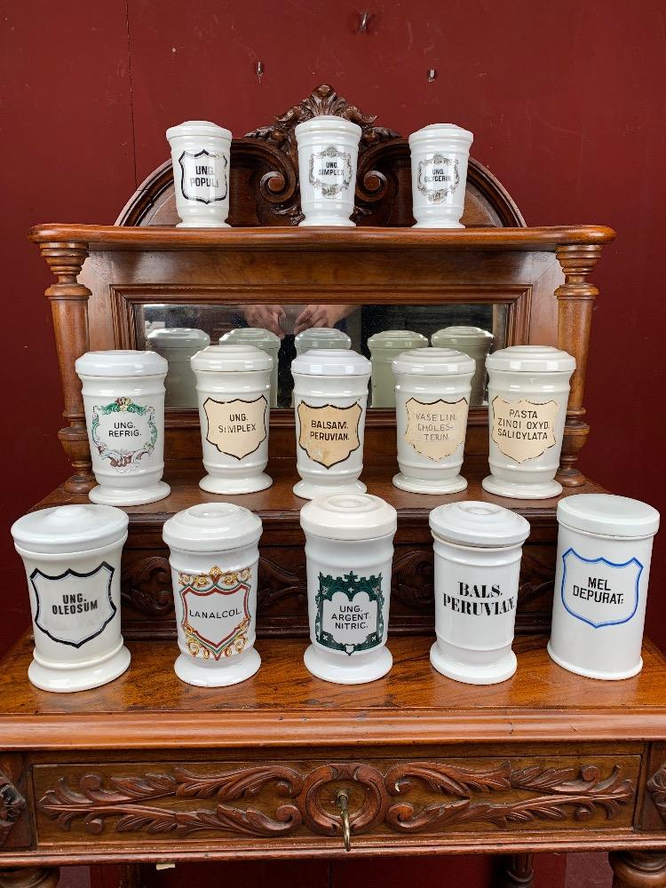 Collection Of Porcelain Apothecary Jars