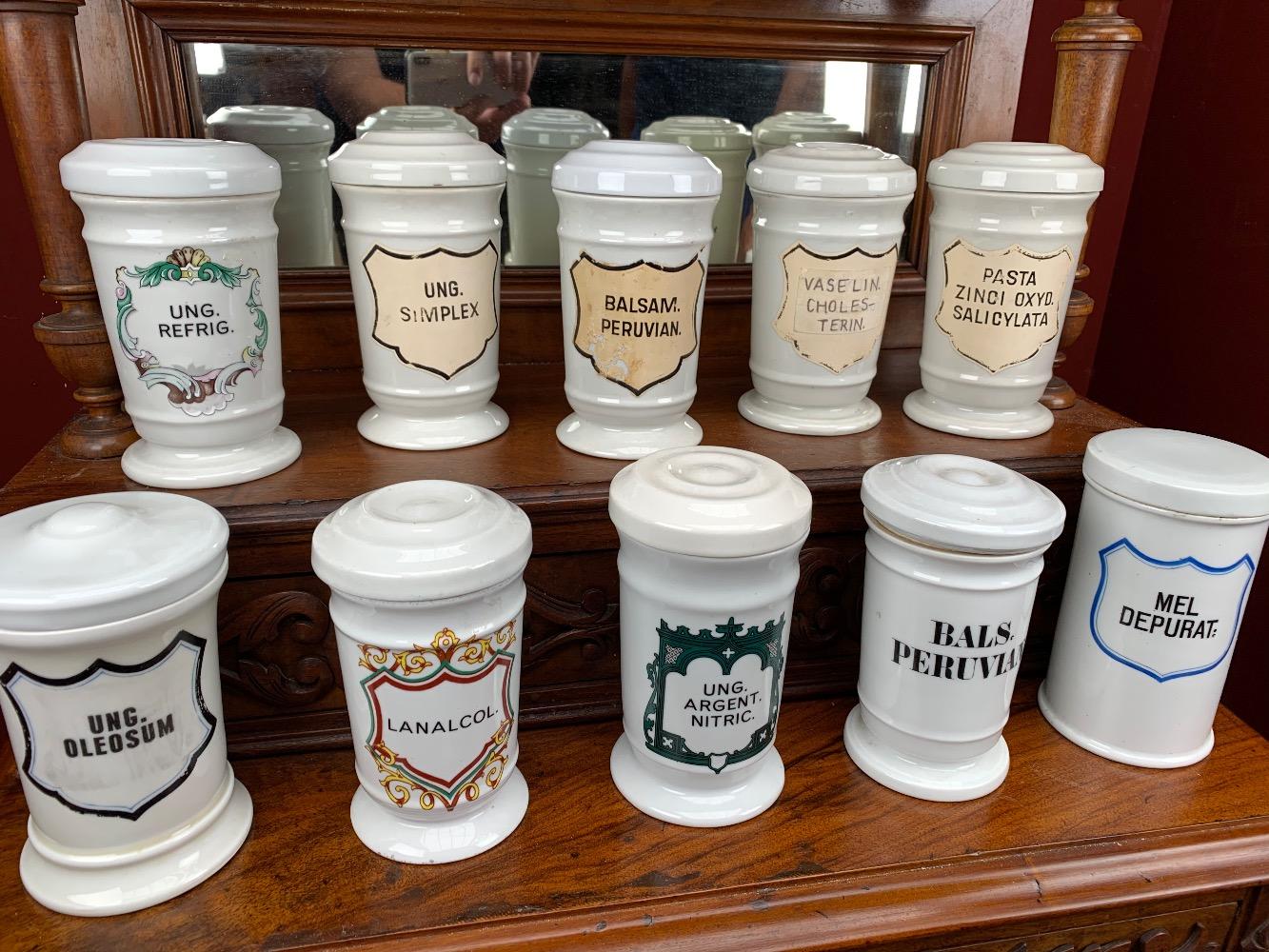 Collection Of Porcelain Apothecary Jars