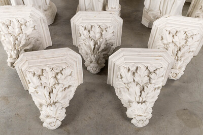 Statues With Pedestals Ex en Plaster, Belgium  19 th century