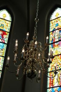 Delivery Of 4 Large Chandeliers For Antonius Abt Church Nijmegen Netherlands en Brass / Bronze, 19th century