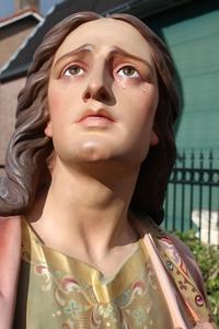 St.John And St. Mary. Glass Eyes Life Size ! en plaster polychrome, France 19th century