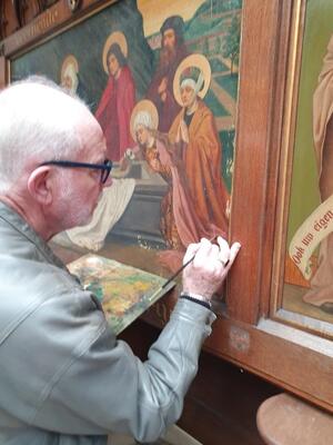 Fluminalis Removing And Restoring The High Quality Fully Hand-Painted Exceptional And Monumental Gothic-Revival Stations Of The Cross