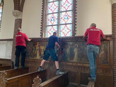 Fluminalis Removing And Restoring The High Quality Fully Hand-Painted Exceptional And Monumental Gothic-Revival Stations Of The Cross