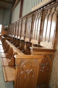 Choir Furniture style gothic en WOOD OAK, Belgium 19th century