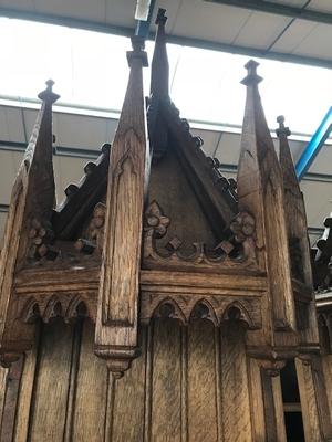 Altar Parts style Gothic - style en Oak wood, Belgium 19th century