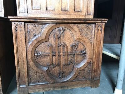 Altar Parts style Gothic - style en Oak wood, Belgium 19th century