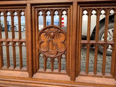 Communion Rail style Gothic - style en Oak wood, Belgium 19th century