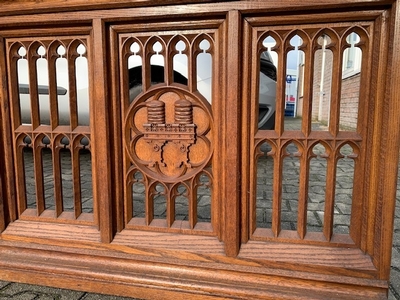 Communion Rail style Gothic - style en Oak wood, Belgium 19th century