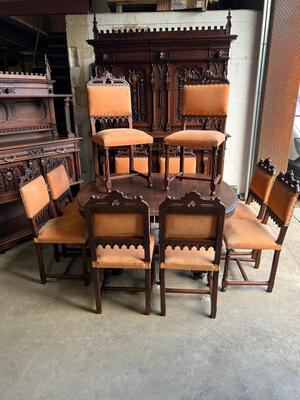 Complete Set Furniture style Gothic - style France 19 th century