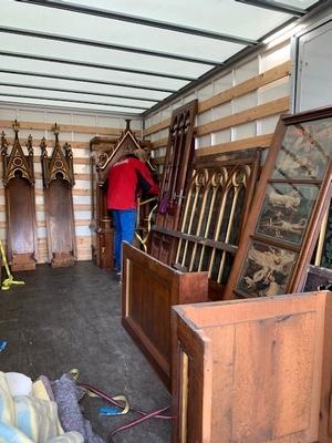 Dismantling Altar Antwerp Belgium November 2019 style Gothic - style en Oak wood, Belgium 19th century