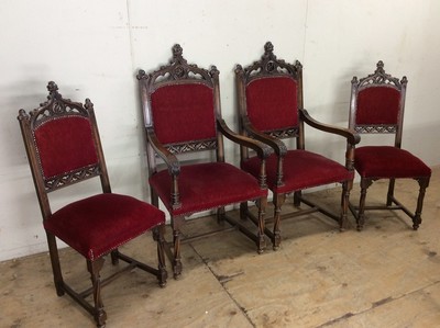 Gothic Walnut Bureauset  style Gothic - style en Walnut wood , France 19th century ( anno 1890 )