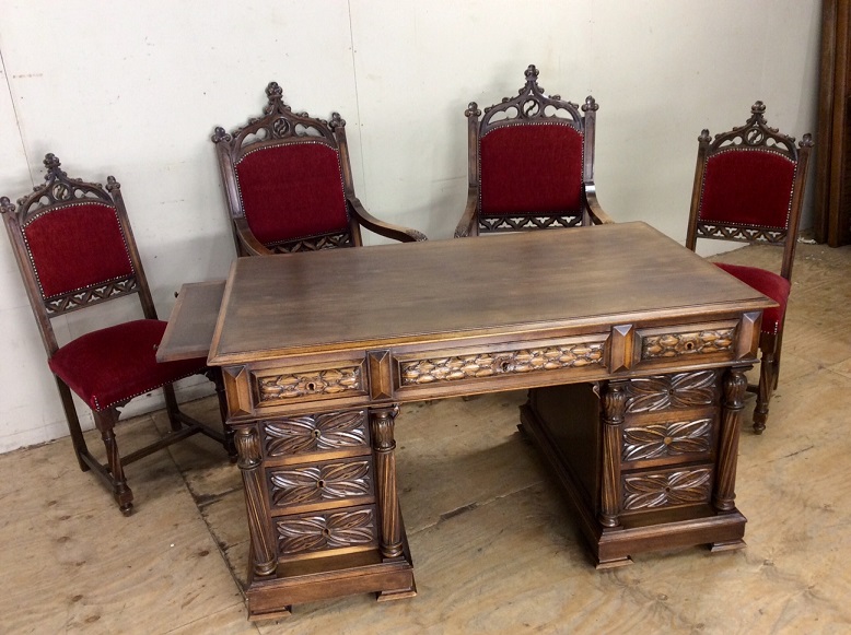 Gothic - style Gothic Walnut Bureauset