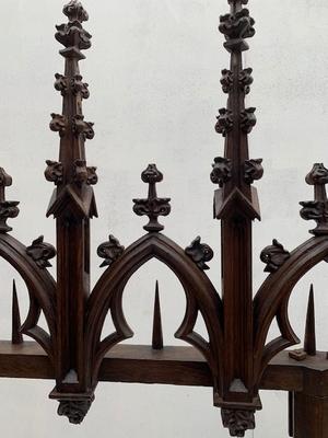 Pair Candle Holders style Gothic - style en Oak wood, Belgium 19th century ( anno 1850 )