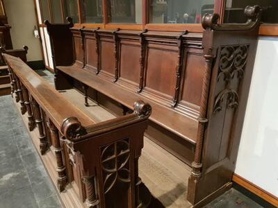 Pair Of Matching High Quality Oak Choir-Stalls / Gothic -Style Total Length 760 Cm ! style Gothic - Style en Oak wood, Berendrecht - Belgium 19 th century