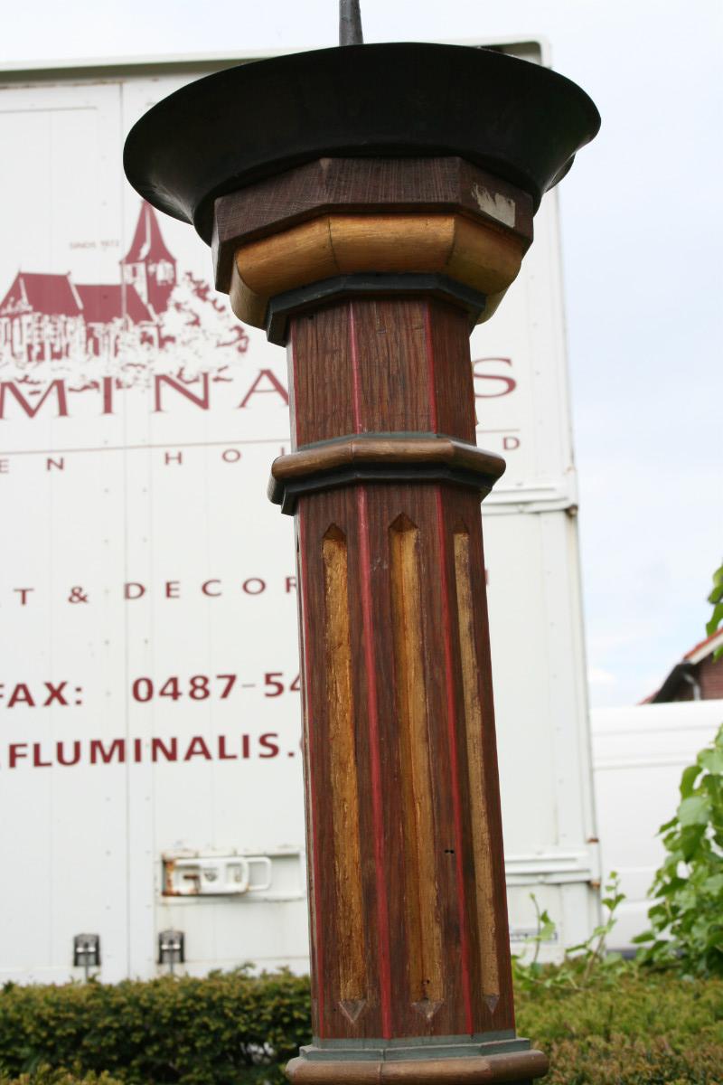 Gothic - Style Pair Of Matching Large Full Oak Candlesticks