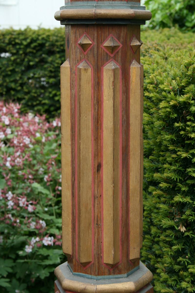 Gothic - Style Pair Of Matching Large Full Oak Candlesticks