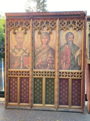 Gothic-Style Panelling / 3 Parts, Wood / Polychrome en Wood ,