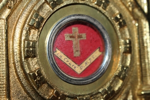 Reliquary With Relic Of The True Cross Originally Sealed With Original Document style Gothic - style en Bronze / Gilt, Belgium 19th century