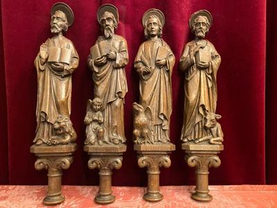 Series Of 4 Evangelists style Gothic - Style en hand-carved wood Oak, Dutch 19 th century ( Anno 1875 )