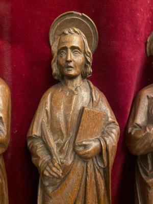 Series Of 4 Evangelists style Gothic - Style en hand-carved wood Oak, Dutch 19 th century ( Anno 1875 )