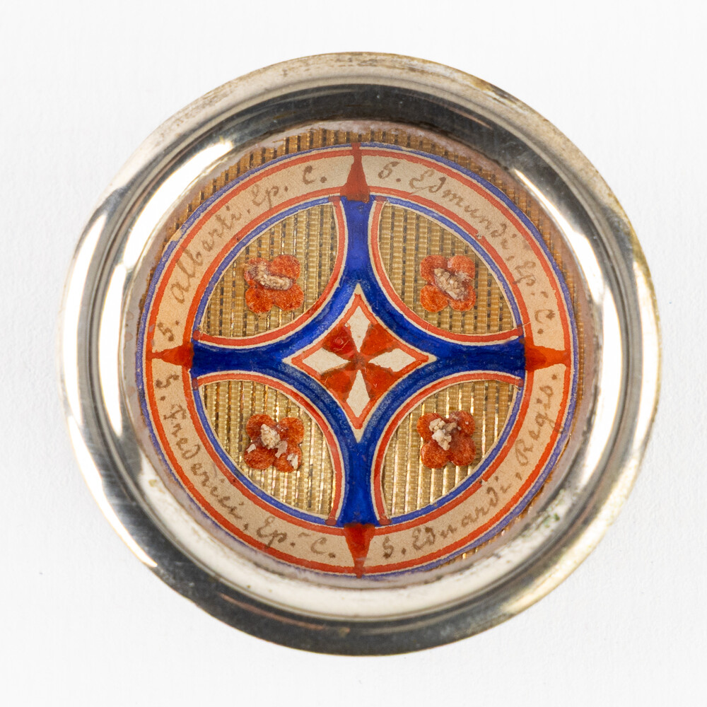Multi Reliquary Ex Ossibus Relics : St. Albert, St. Edmund, St. Frederic, St. King Eduard. With Original Document