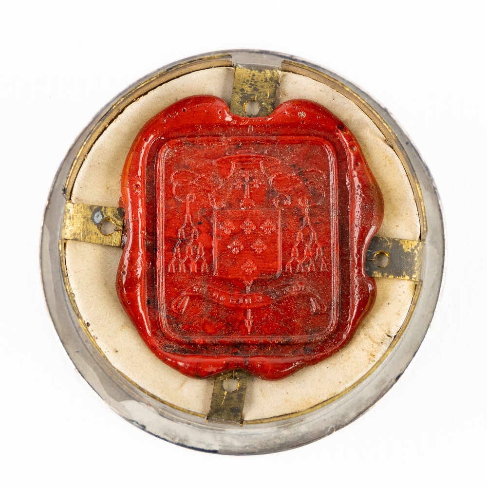 Multi Reliquary Ex Ossibus Relics : St. Albert, St. Edmund, St. Frederic, St. King Eduard. With Original Document
