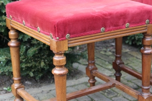 Altar Seats. Completely & Professionally Refit According To The Traditional Methods And With Original Materials. en wood oak / Red Velvet., Belgium 19th century