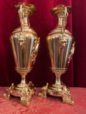 Altar - Vases en Brass / Bronze / Polished and Varnished / Enamel, Italy 19 th century ( Anno 1865 )