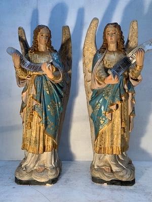 Angels en Terra-Cotta polychrome, France 19th century ( anno 1870 )